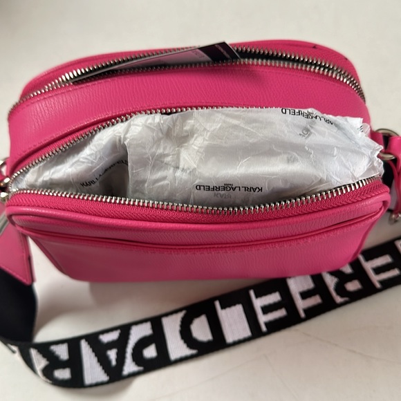Karl Lagerfeld Paris Barbie Core Hot Pink Camera Crossbody Hand Bag NWT - Picture 7 of 9
